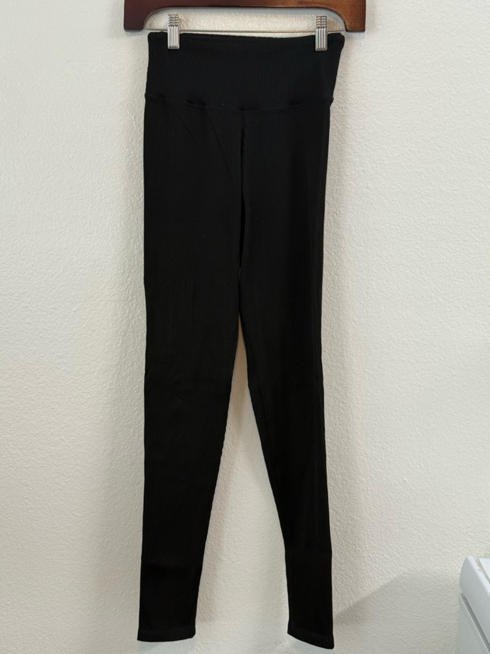 Lett Sport Black Ribbed High-Waist Leggings Made in Brazil Size M Activewear
